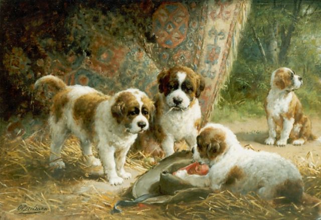 Otto Eerelman | St. Bernard puppies, oil on canvas, 60.0 x 90.0 cm, signed l.r.