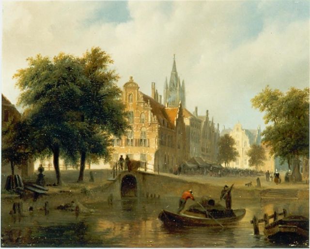 Bart van Hove | Cityscape with the Old Church of Delft, oil on panel, 16.0 x 20.0 cm, signed signed on the reverse