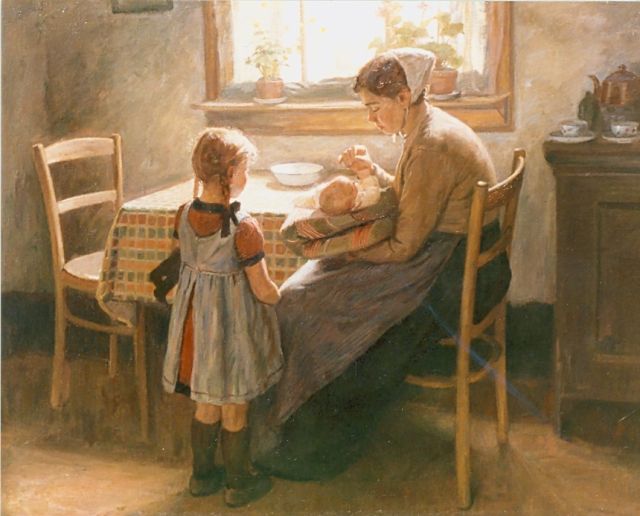 Piet van Boxel | The painter's daughters, oil on canvas, 79.0 x 99.5 cm, signed l.r.