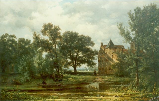 Borselen J.W. van | View of a castle, oil on canvas 65.8 x 105.0 cm, signed l.l. and dated 1866