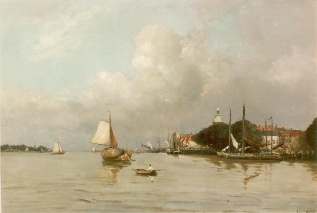 Louis Apol | Harbour of Dordrecht, oil on canvas, 55.5 x 80.5 cm, signed l.r.