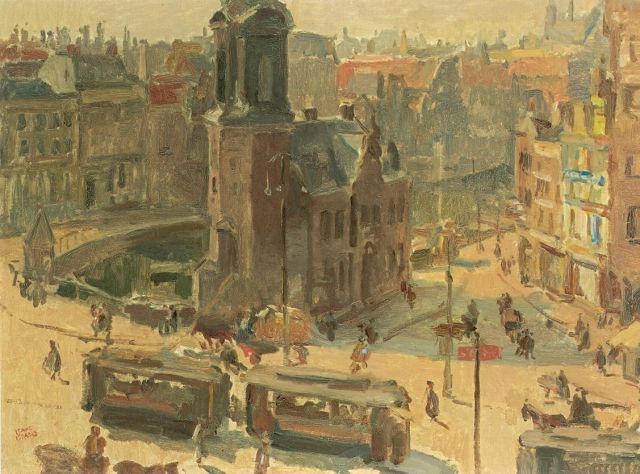 Israels I.L.  | A view of the Muntplein, Amsterdam, oil on canvas 73.0 x 101.5 cm, signed l.o. and around 1918