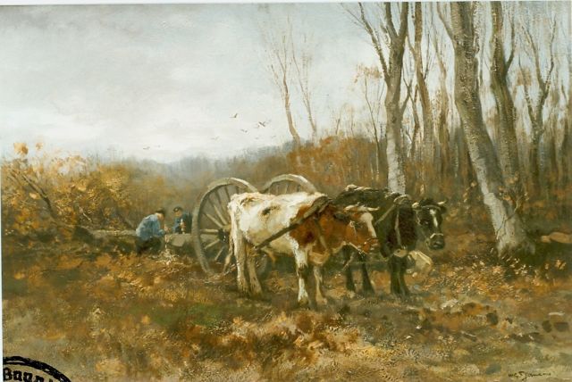 Willem George Frederik Jansen | Gathering wood, oil on canvas, 70.0 x 100.0 cm, signed l.r.