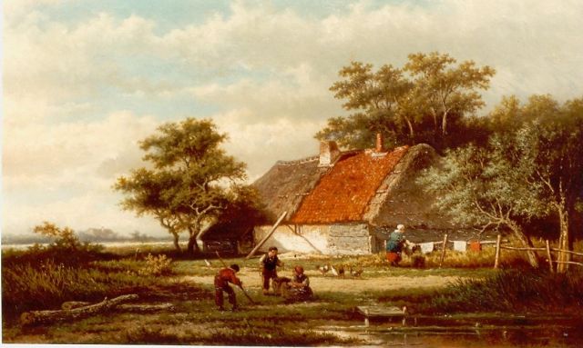 Georgius Heerebaart | Farm yard, oil on canvas, 43.0 x 69.0 cm, signed l.r.