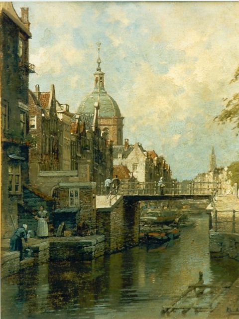 Karel Klinkenberg | View of the Oudegracht, Utrecht, oil on panel, 22.0 x 27.0 cm, signed l.r.