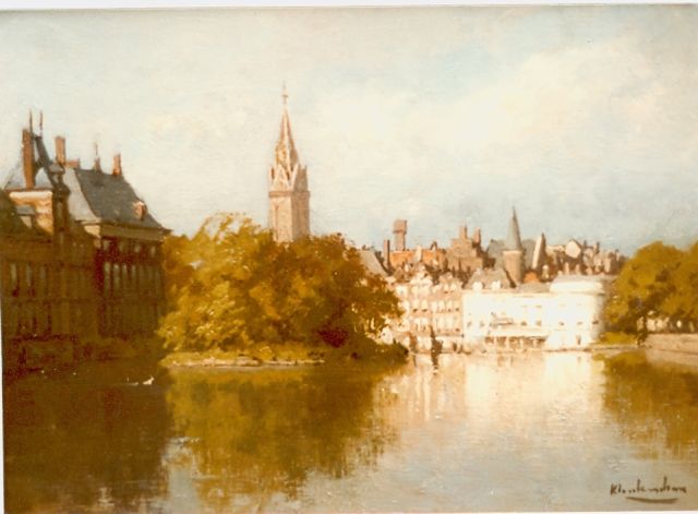 Klinkenberg J.C.K.  | The Hofvijver, The Hague, oil on canvas 16.0 x 22.0 cm, signed l.r.