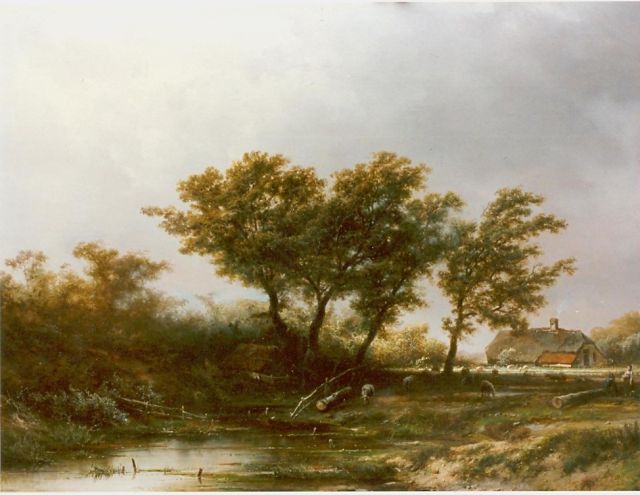 Kluyver P.L.F.  | A river landscape, oil on panel 40.2 x 54.0 cm, signed l.r.