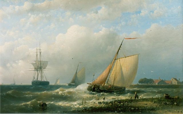 Abraham Hulk | A fishing vessel in a stiff breeze, oil on canvas, 60.5 x 89.5 cm, signed l.r.