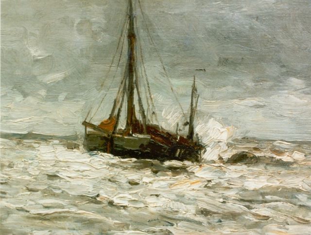 Morgenstjerne Munthe | Fishing boats at sea, oil on canvas, 23.0 x 30.0 cm, signed l.l.