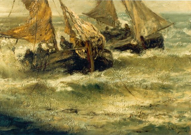 Hendrik Willem Mesdag | Fishing boats in full sail, oil on canvas, 43.0 x 59.0 cm, signed l.r.