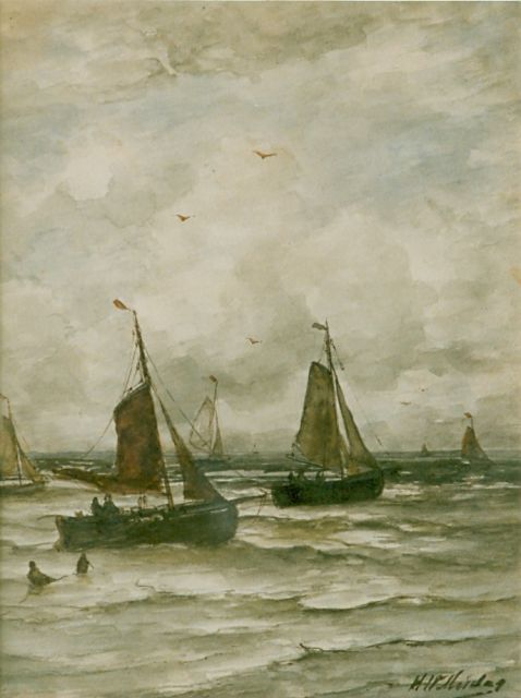Mesdag H.W.  | Boats in full sail, watercolour on paper 41.0 x 31.5 cm, signed l.r.