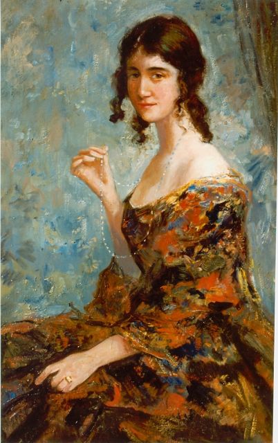 Maris S.W.  | An elegant lady seated, oil on canvas 99.0 x 62.0 cm, signed u.l.