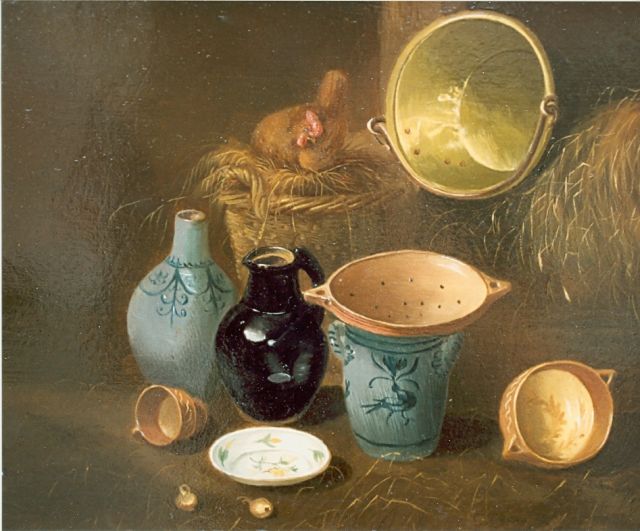 Lammers W.A.  | Still life with jugs, oil on panel 22.6 x 28.4 cm