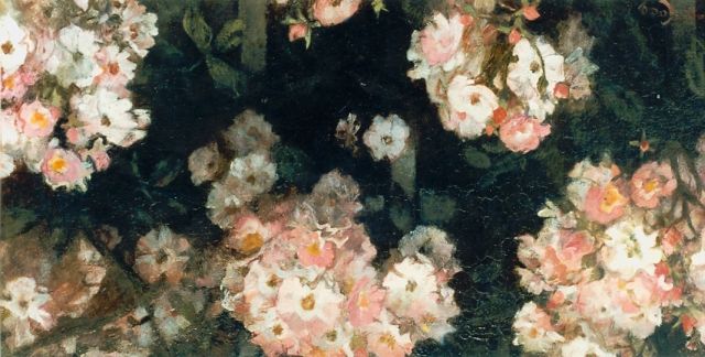 Jacobus van Looy | Pink flowers, oil on panel, 24.7 x 50.2 cm, signed l.l.