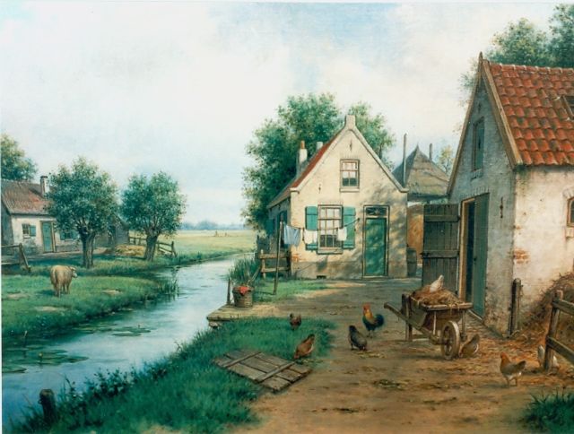 Koekkoek II M.A.  | Poultry on a yard, oil on canvas 49.0 x 70.0 cm, signed l.r.