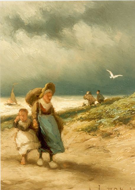 Jan H.B. Koekkoek | Homeward bound, oil on panel, 16.5 x 13.0 cm, signed l.r.