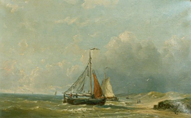 Jan H.B. Koekkoek | Anchored boats, oil on canvas, 65.0 x 101.7 cm, signed l.r.
