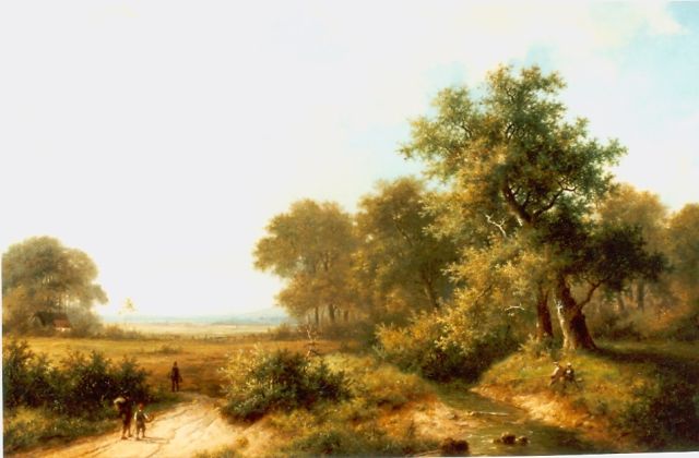 Koekkoek P.H.  | Figures in a landscape, oil on canvas 66.0 x 99.0 cm, signed l.l.