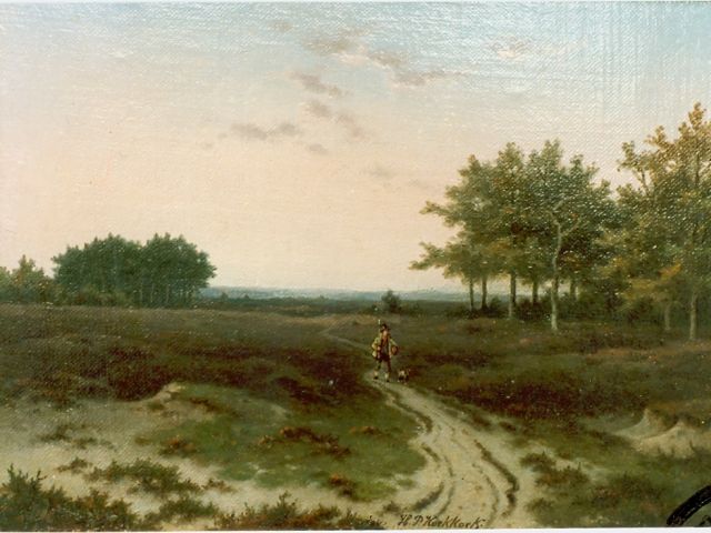 Koekkoek P.H.  | Heath landscape, oil on panel 19.6 x 27.0 cm, signed l.r.