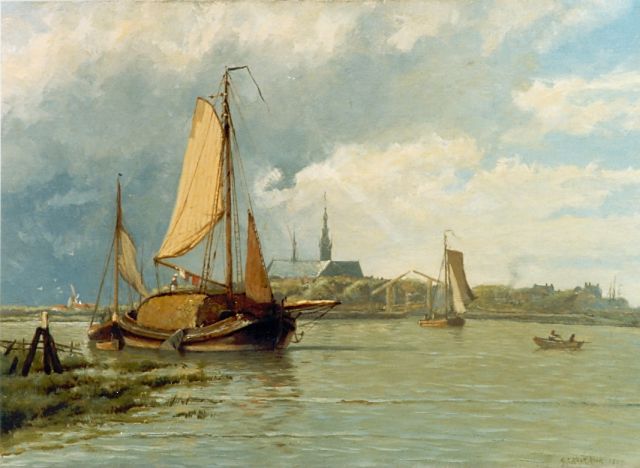 Koekkoek G.J.  | A view of the 'Goudzee', Monnickendam, oil on canvas 35.6 x 55.5 cm, signed l.r. and dated 1898