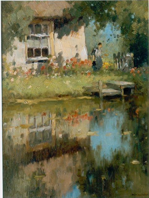 Knikker A.  | Farm along a waterway, oil on canvas 38.5 x 28.3 cm, signed l.r.