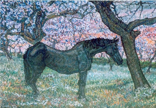 Nieweg J.  | Horse, oil on canvas 61.0 x 90.5 cm, signed l.l.