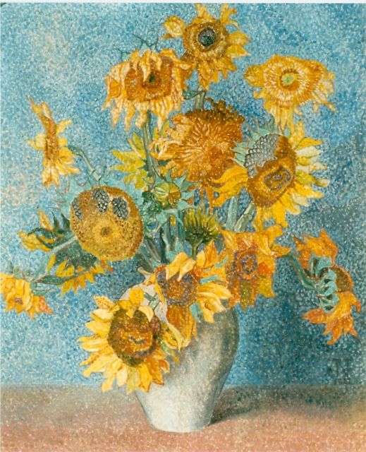 Nieweg J.  | Sunflowers, oil on canvas