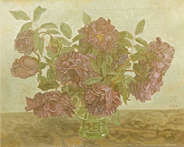 Nieweg J.  | Flower still life, oil on canvas