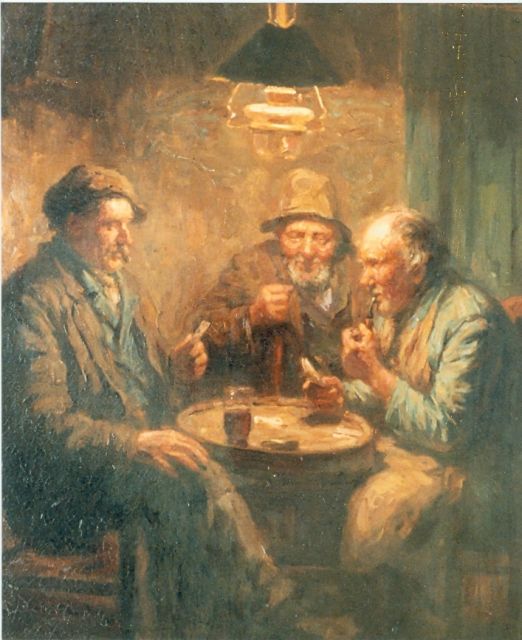 Willem van Nieuwenhoven | Men playing cards, oil on canvas