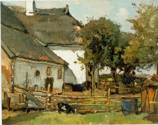 Johannes Evert Akkeringa | A farm, oil on canvas, 21.0 x 27.0 cm, signed l.r.