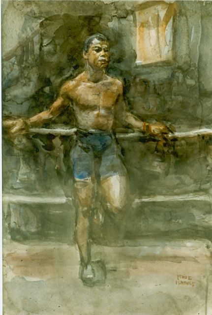 Isaac Israels | Boxer, watercolour on paper