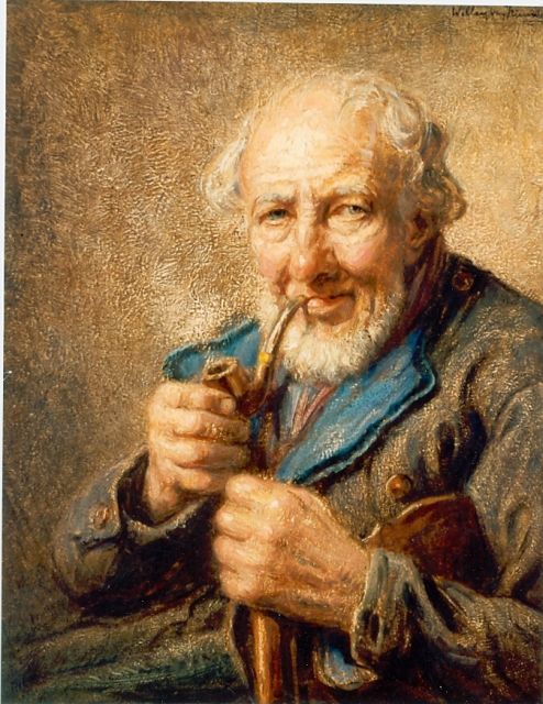 Nieuwenhoven W. van | Pipe smoker, oil on canvas 30.0 x 40.0 cm, signed u.r.