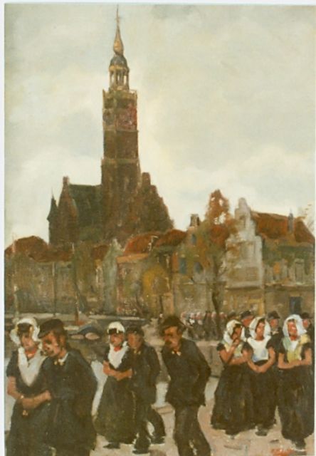 Noltee B.C.  | Church attendance, Veere, oil on canvas 50.0 x 35.0 cm, signed l.r.