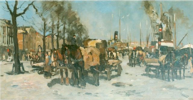 Cor Noltee | Provisioning the ships, oil on canvas, 50.0 x 100.0 cm, signed l.r.