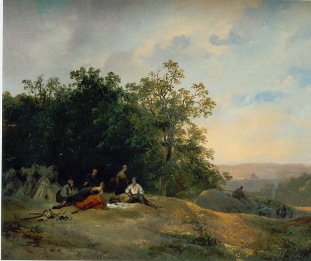 Nuijen W.J.J.  | Travellers resting, oil on panel