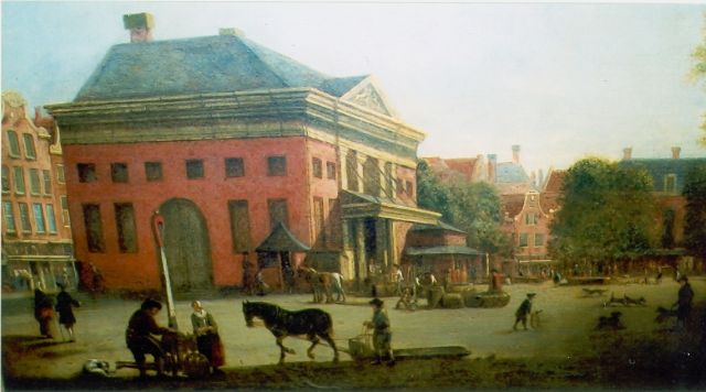 Isaac Ouwater | Village square, oil on canvas