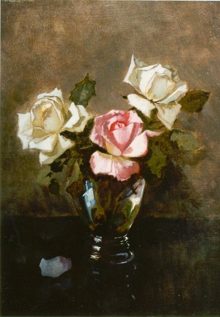 Os-Delhez (Hendrik van Os) H. van | Roses in vase, oil on canvas 40.0 x 30.0 cm