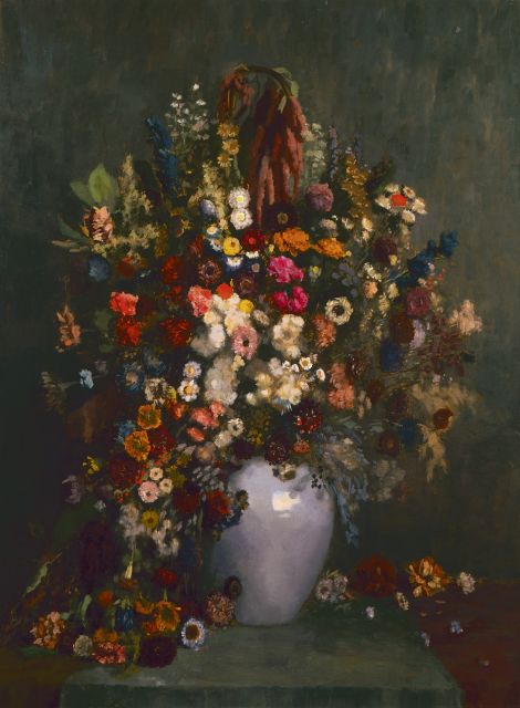 Pelt G.T.M. van | A flower still life, oil on painter's board 119.7 x 89.8 cm