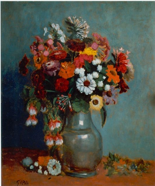 Pelt G.T.M. van | A colourful bouquet, oil on painter's board 76.0 x 64.0 cm, signed l.r.