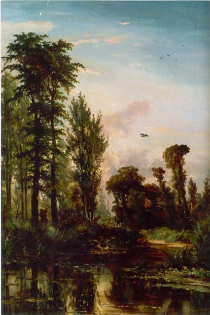 Prooijen A.J. van | The duck hunt, oil on canvas 116.5 x 79.0 cm, signed l.r. and dated 1883