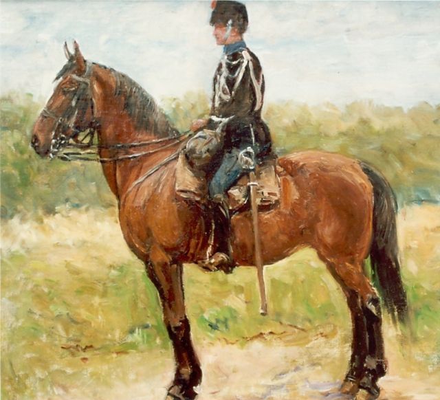 Jan Hoynck van Papendrecht | Cavalryman, oil on canvas laid down on panel, 34.6 x 40.0 cm