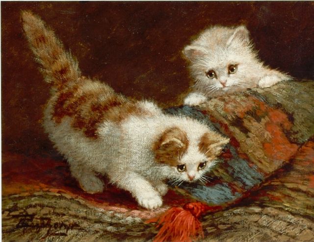 Cornelis Raaphorst | Kittens, oil on canvas, 19.0 x 25.0 cm, signed l.l.
