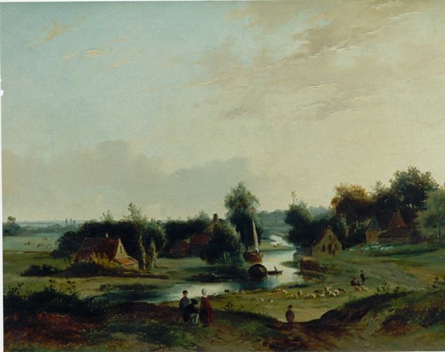 Ravenswaay J. van | Panoramic landscape, oil on canvas 34.2 x 44.3 cm, signed l.m.