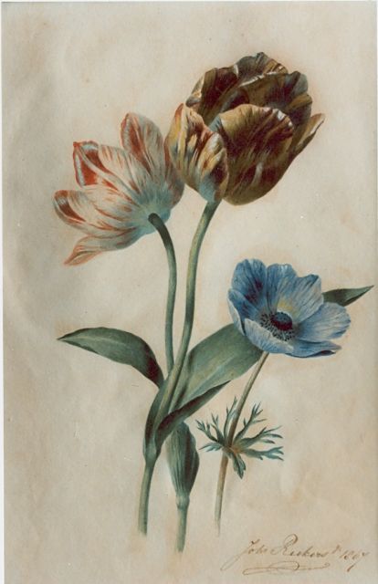 Johannes Reekers jr. | A flower still life, watercolour on paper, 36.4 x 24.1 cm, signed l.r. and dated 1867