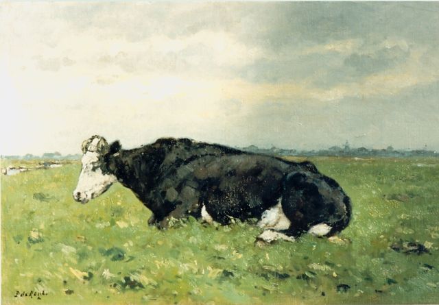 Piet Regt | Cow in a meadow, oil on canvas laid down on panel, 40.5 x 60.1 cm, signed l.l.
