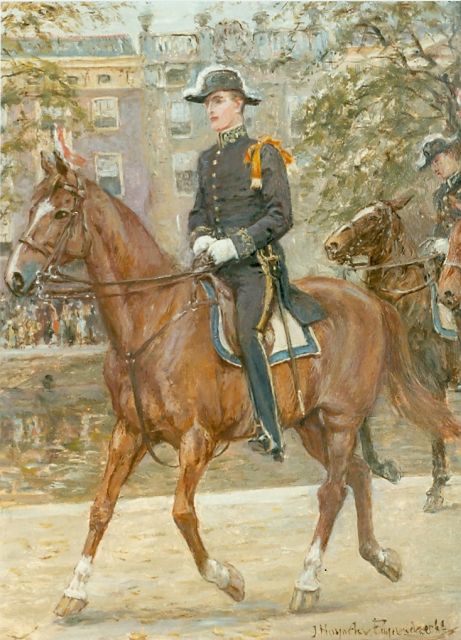 Hoynck van Papendrecht J.  | Cavalryman, oil on canvas 44.0 x 33.0 cm, signed l.r.