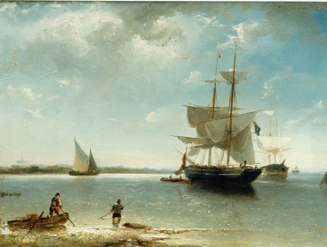 Nicolaas Riegen | Sailing boats, oil on panel, 24.9 x 34.3 cm, signed l.r.