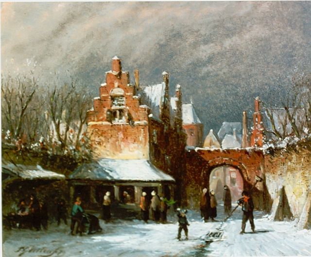 Petrus Gerardus Vertin | Townscape in winter, oil on panel, 13.8 x 16.7 cm, signed l.l. and dated '79