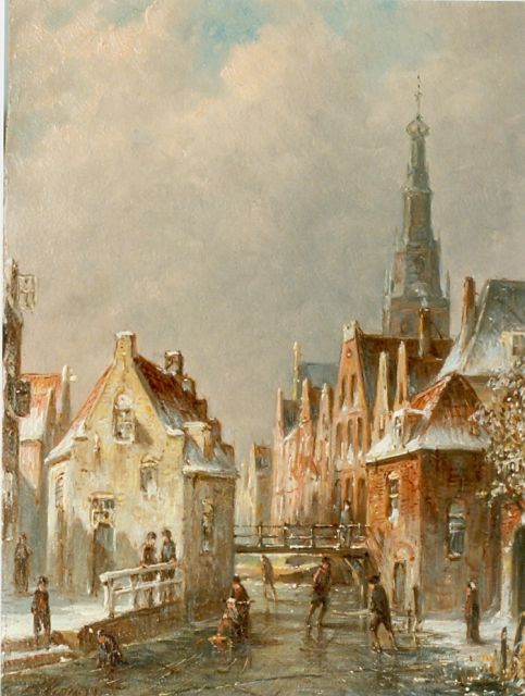 Petrus Gerardus Vertin | Holland in winter, oil on panel, 23.0 x 18.0 cm, signed l.l. and dated '91