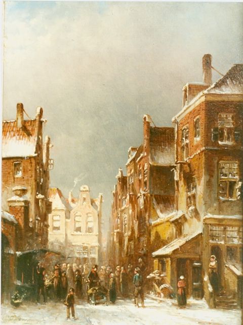 Petrus Gerardus Vertin | A town in winter, oil on panel, 24.6 x 18.4 cm, signed l.l.